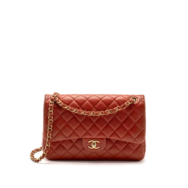 Chanel Jumbo Classic Double Flap Bag Caviar Red GHW in Red Caviar leather from EMIER