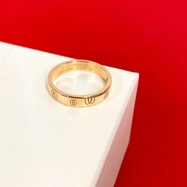 Cartier Happy Birthday Ring Logo Stamp 55 Pink Gold in Pink from The Reluxe