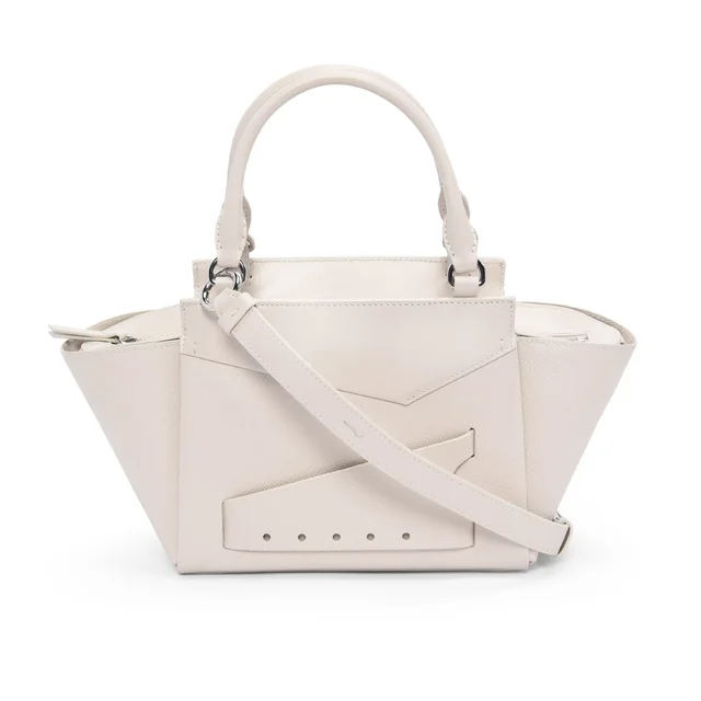 Margiela Greige Grained Calfskin Snatched Tote Bag in Greige Caviar leather from Blue Spinach