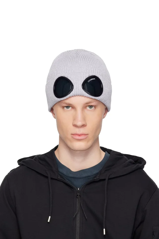 Gray Cotton Goggle Beanie
