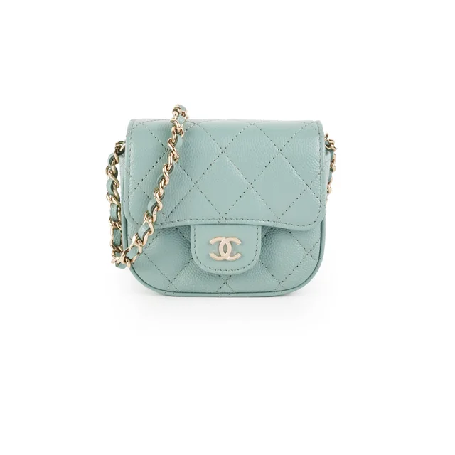 Chanel Micro Bag in Green Caviar leather from The Purse Affair