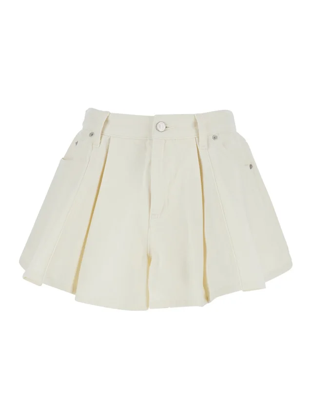 SEA NYC Shorts 'STASIA DENIM JEAN' White with Front Pockets and Denim Details for Women in White 90% Cotton 10% Viscose, photo 2 of 6 from Gaudenzi Boutique