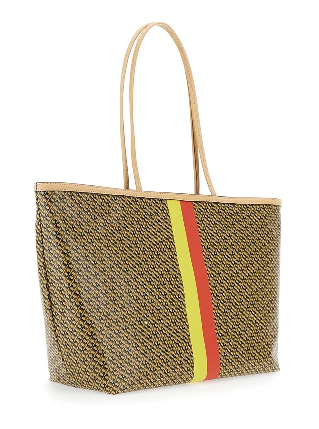 TORY BURCH 'The Racer' Multicolor Tote bag with All-Over Print and Stripes In Cotton Blend for Women in Multicolor 81% Cotton 19% Linen, photo 6 of 10 from Gaudenzi Boutique