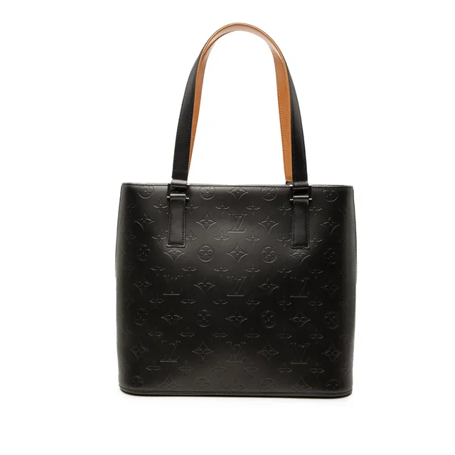 Gray Louis Vuitton Monogram Mat Stockton Tote Bag in Grey Leather from Designer Revival