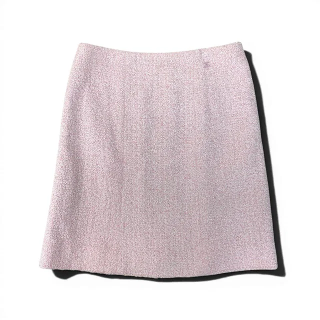 Chanel 04C Fancy Tweed Knee Length Skirt CC Logo Pink in Pink Tweed from The Reluxe