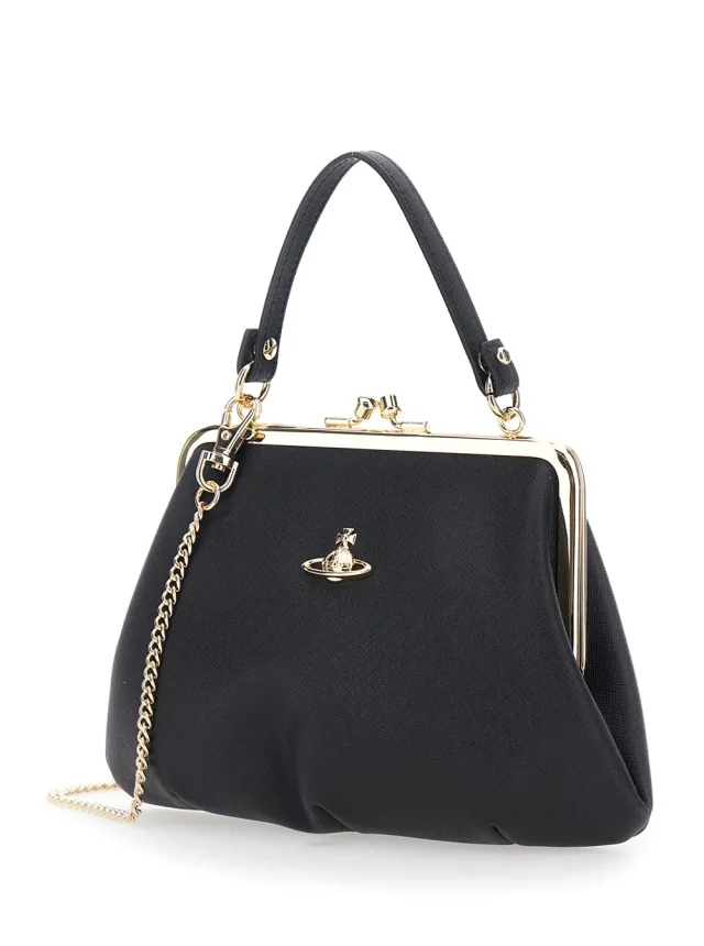 Vivienne westwood Handbag 'Granny Frame' with Orb Logo in Black Cotton Blend for Women in Black 65% POLYURETHANE 35% COTTON, photo 3 of 12 from Gaudenzi Boutique