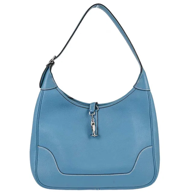Hermès Blue Jean Taurillon Clemence Trim 31 Shoulder Bag in Blue Clemence leather from AMORE Vintage Tokyo