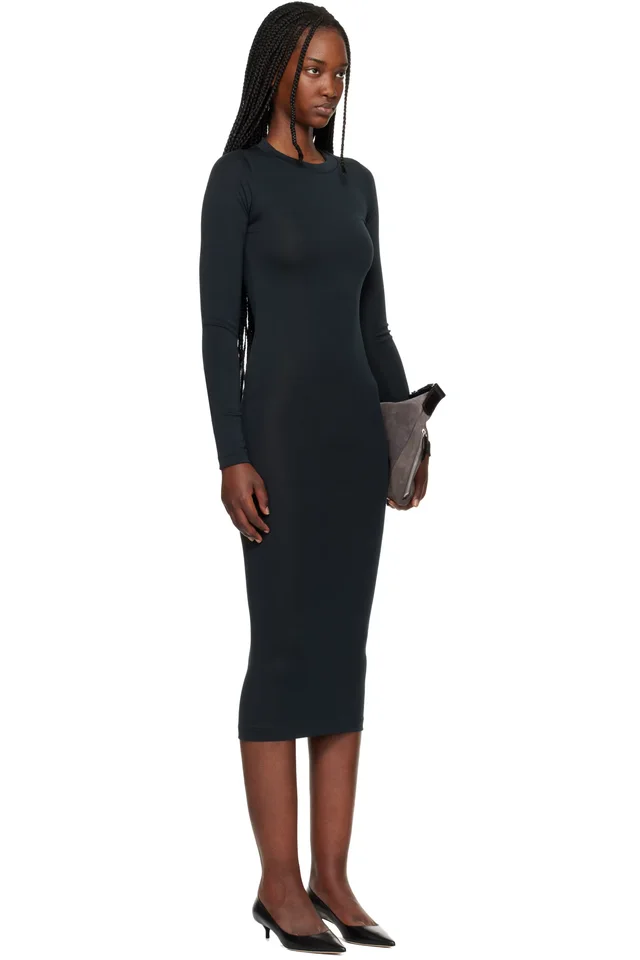 Fear of God ESSENTIALS Black Fitted Long Sleeve Maxi Dress, photo 2 of 4 from SSENSE