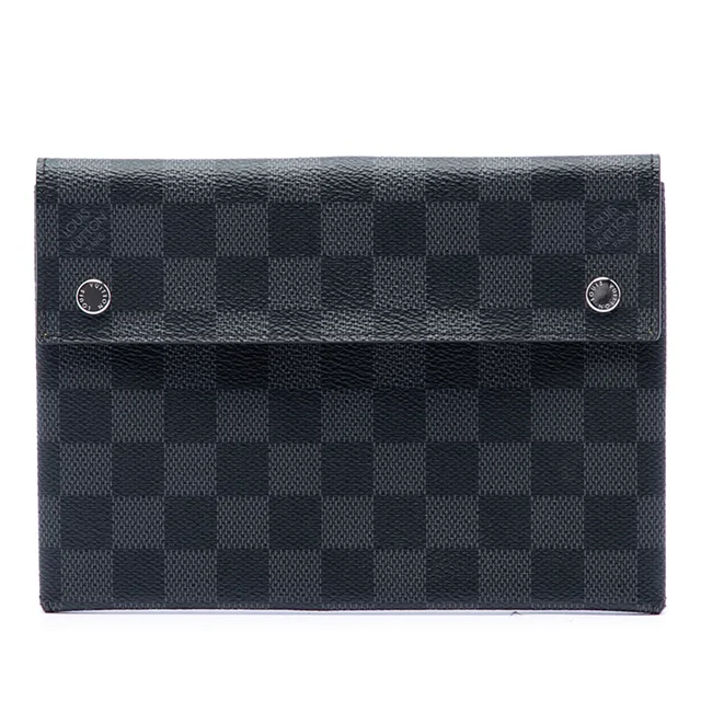 Black Louis Vuitton Damier Graphite Alpha Pochette MM Clutch Bag in Black Canvas from Designer Revival