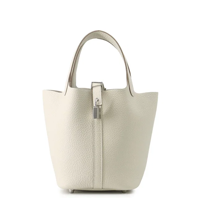 Hermès Picotin Lock Craie Taurillon Clemence Size PM in White Clemence leather from GALLERY RARE