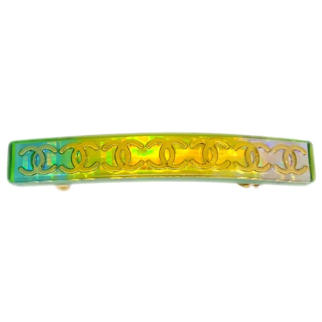 Chanel Hair Clip Hairpin Barrette Yellow 61 in Yellow Resin from AMORE Vintage Tokyo