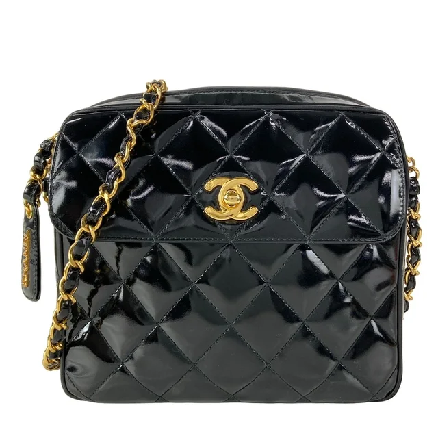 Chanel Shoulder Bag Quilted Black Gold Chain Flap Pocket Leather in Black Leather from The Reluxe