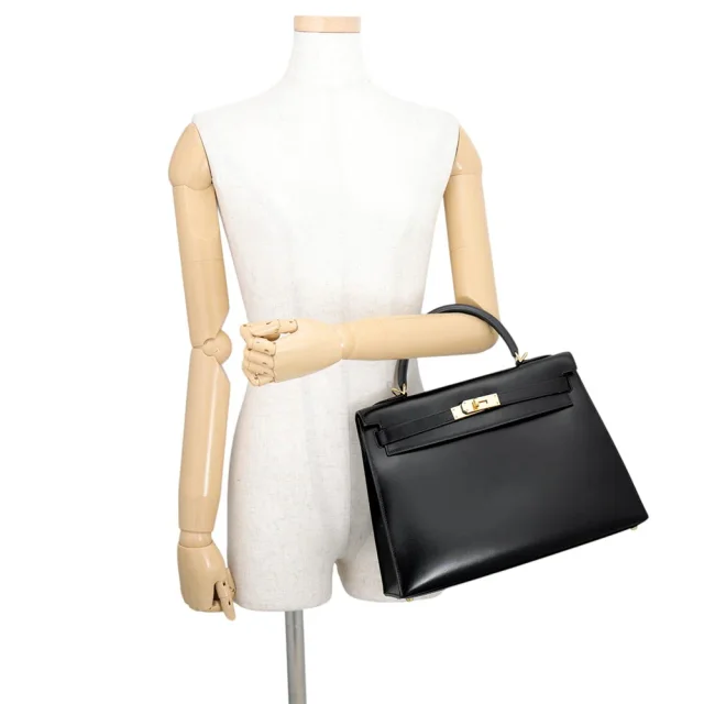 Hermès Kelly Sellier Black Box Calf Leather Size 32 in Black Box leather from GALLERY RARE, photo 5 of 21