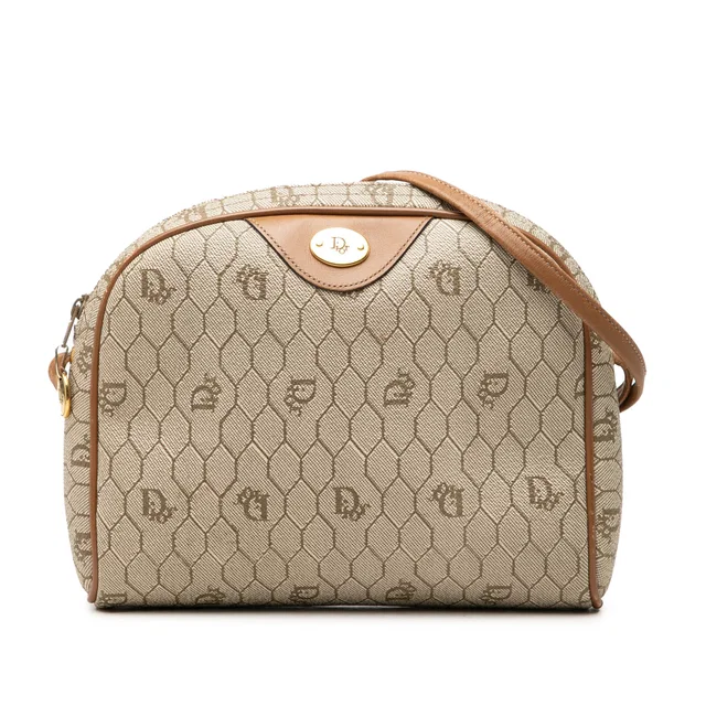 Beige Dior Honeycomb Coated Canvas Crossbody in Beige Coated canvas from Designer Revival