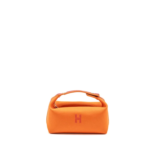 Hermès Bride-a-Brac Travel Case, Small Model Canvas Orange Feu SHW in Orange Canvas from EMIER