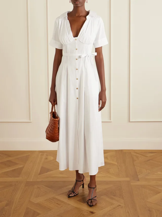 VIOLANTE NESSI Abramovic gathered cotton-blend poplin midi dress in White, photo 2 of 2 from NET-A-PORTER (Canada)