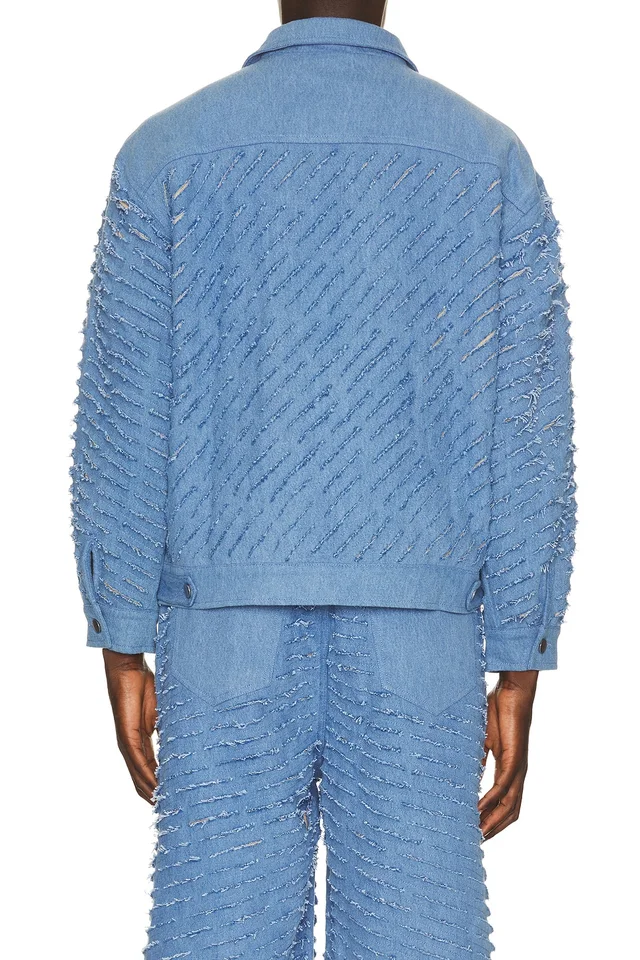 Pas Une Marque Cut Through Denim Jacket in Blue, photo 2 of 5 from REVOLVE (Canada)