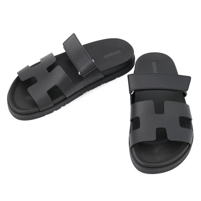 Hermès Sandals Chypre BlackH222100Z Calf Leather Size 38 in Calfskin from GALLERY RARE