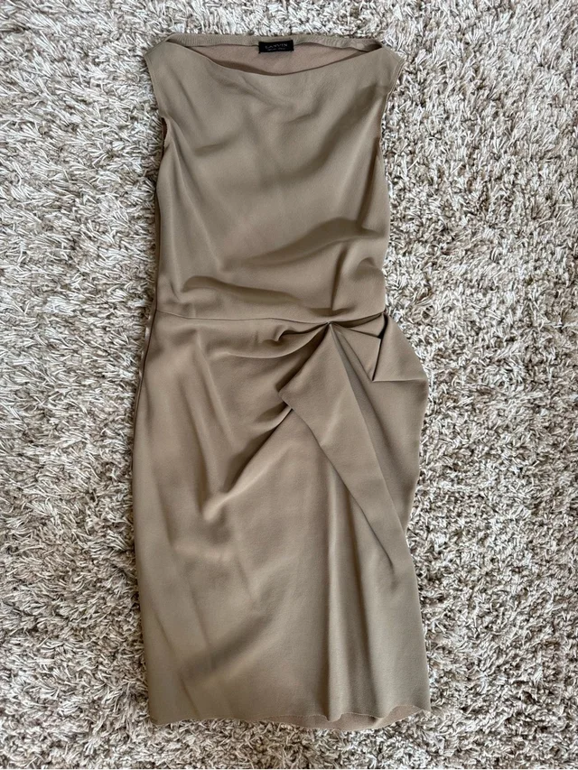 Lanvin River 2010 Tan Structural Side Drape Dress Fr 38 (Us 4) in brown|neutral from Poshmark
