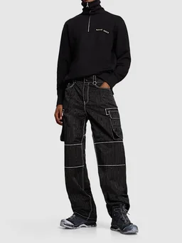 Marine Serre Wide-leg trousers with applied details in 62% Polyester, photo 2 of 5 from LUISAVIAROMA