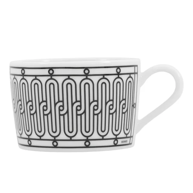 Hermès Teacup & Saucer H Deco Pair Set White/BlackP037016P Porcelain Size 7.8 cm in White from GALLERY RARE, photo 2 of 14