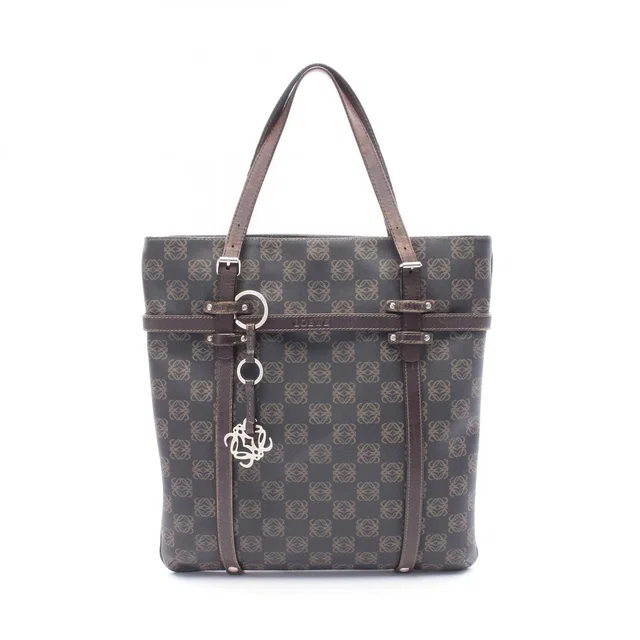 Loewe Tote Bag Repeat Anagram Dark Brown Canvas Leather in Brown Canvas from The Reluxe