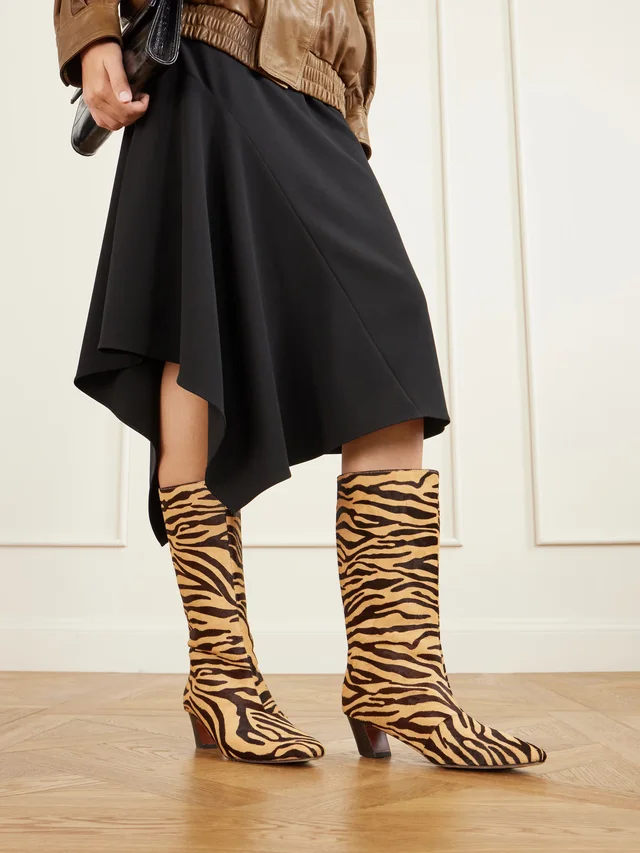 LOEFFLER RANDALL Cleo zebra-print calf hair knee boots, photo 2 of 2 from NET-A-PORTER (Canada)