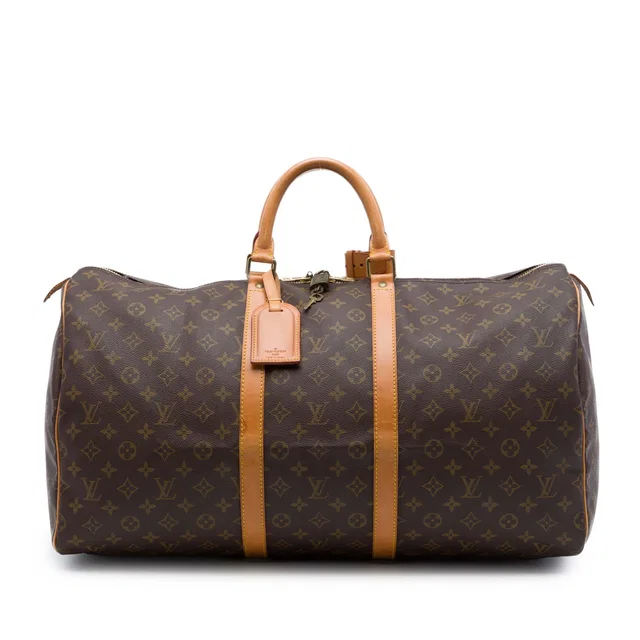Brown Louis Vuitton Monogram Keepall 55 Travel Bag in Brown Coated canvas from Designer Revival