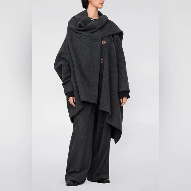 Vivienne Westwood Red Label Asymmetric Draped Wool Scarf Coat Gray Sz M in gray Wool from Poshmark