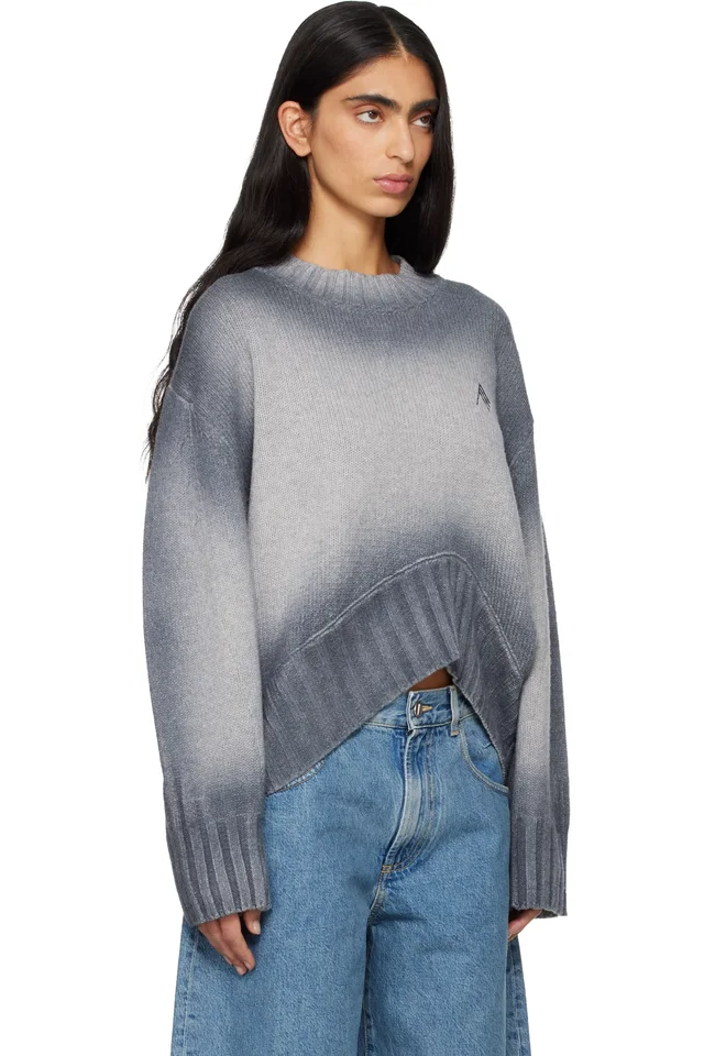 The Attico Gray Sprayed Wool Cashmere Sweater, photo 2 of 4 from SSENSE