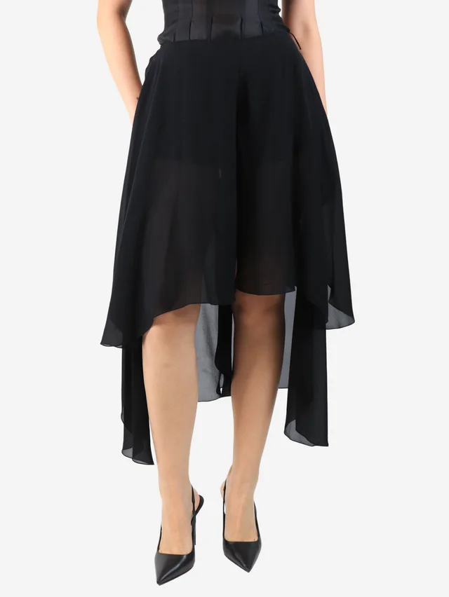 Chloé Black silk chiffon culottes - size UK 8 in Black Silk from Sign of the Times