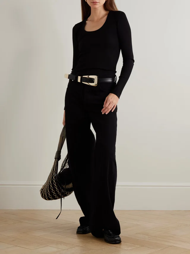 CITIZENS OF HUMANITY Mara ribbed stretch cotton and Lyocell-blend jersey top in Black, photo 2 of 2 from NET-A-PORTER (Canada)