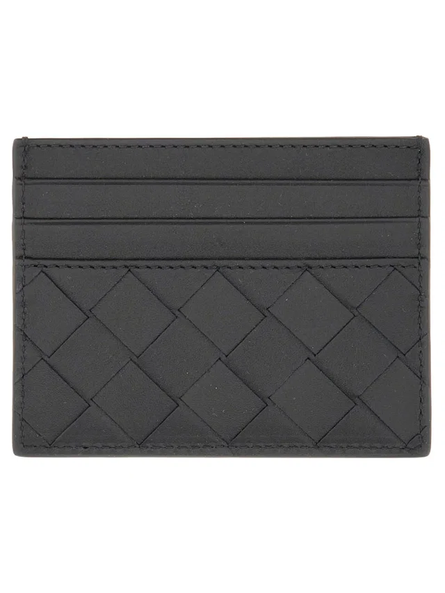 Bottega Veneta Woven Calfskin Card Case — Black Wallets & Purses in Black Calfskin from HEWI