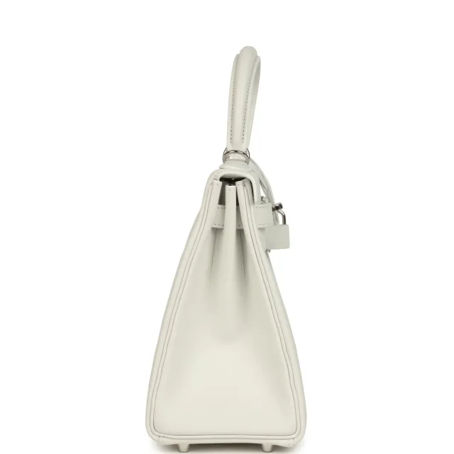 Hermès Kelly Retourne 28 New White Evercolor Palladium Hardware in White Goatskin from Madison Avenue Couture, photo 3 of 9