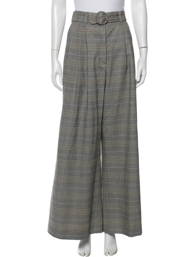 Zimmermann Plaid Print Wide Leg Pants in gray from The RealReal