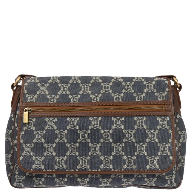 Celine Blue Denim Macadam Shoulder Bag in Blue Denim from AMORE Vintage Tokyo