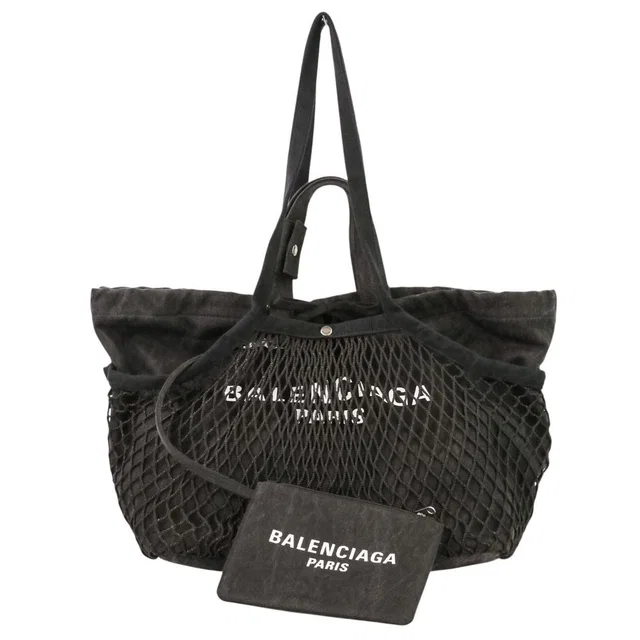 Balenciaga 24 7 Mesh Washed Tote Bag M Black in Black from The Reluxe