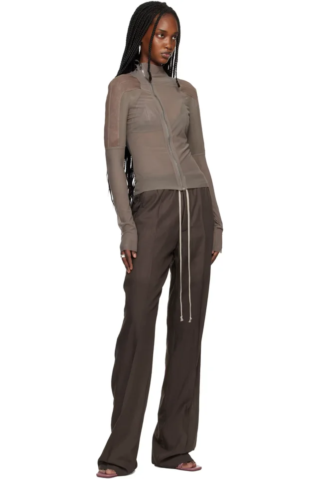 Rick Owens Brown Temple Dietrich Drawstring Lounge Pants, photo 4 of 4 from SSENSE