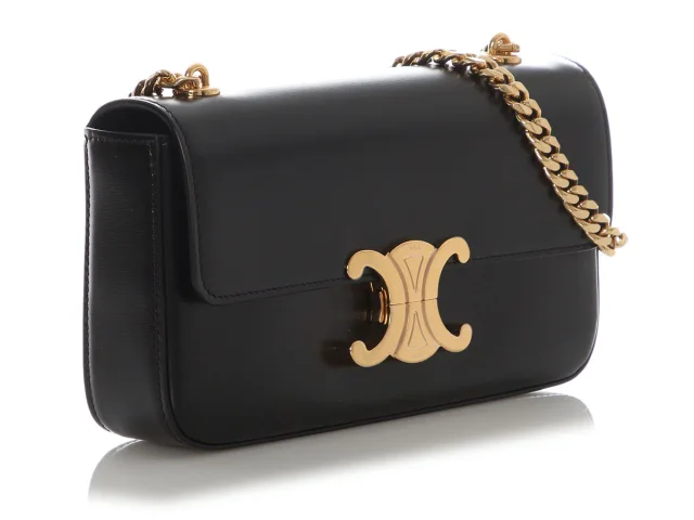 Celine Black Shiny Calfskin Claude Chain Shoulder Bag in Black Calfskin from Ann's Fabulous Finds, photo 5 of 9