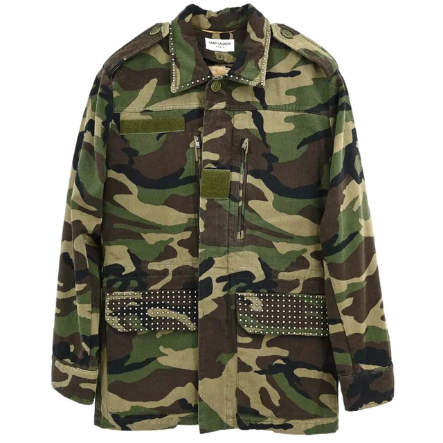 Saint Laurent 2019 Camouflage Jacket Khaki #F34 in Green from AMORE Vintage Tokyo