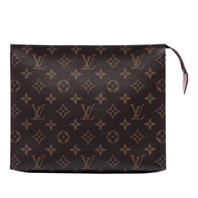 Brown Louis Vuitton Monogram Toiletry Pouch 26 Clutch Bag in Brown Coated canvas from Designer Revival