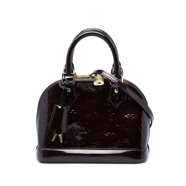 Purple Louis Vuitton Monogram Vernis Alma BB Satchel in Purple Leather from Designer Revival, photo 1 of 1