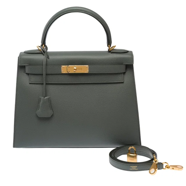 Sac Hermes Kelly 28 En Cuir Vert - 103701 Green in Green Epsom leather from HEWI