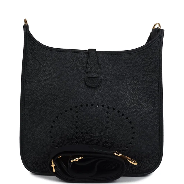 Hermès Evelyne III PM Black Clemence Gold Hardware in Black Clemence leather from Madison Avenue Couture