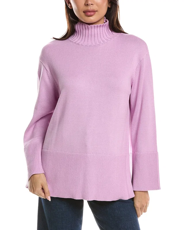Forte Cashmere Easy Rib Trim Funnel Neck Sweater, image 1 of 1 from Gilt