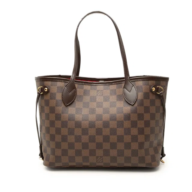 Brown Louis Vuitton Damier Ebene Neverfull PM Tote Bag in Brown Canvas from Designer Revival