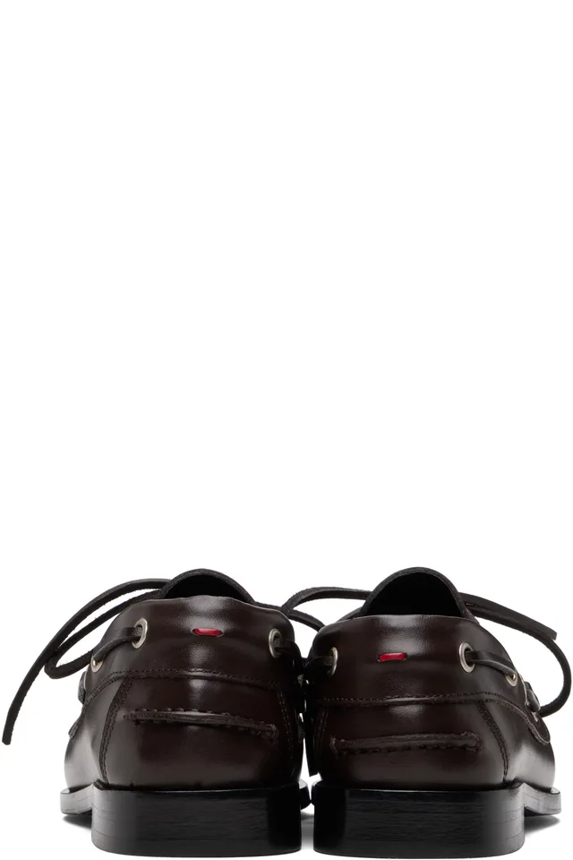 Aeyde Brown Harris Leather Boat Shoes, photo 2 of 2 from SSENSE