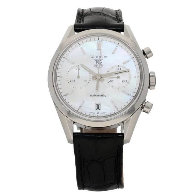 TAG Heuer Carrera CV2115 41mm Stainless Steel Watch in Leather from H&T