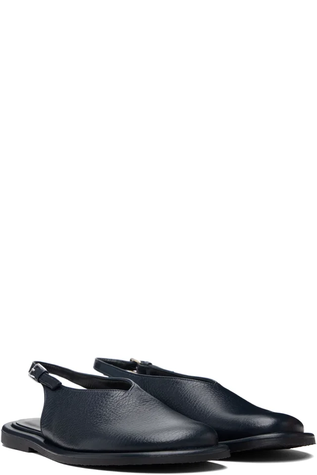 Studio Nicholson Navy Paley Leather Loafers, photo 4 of 5 from SSENSE