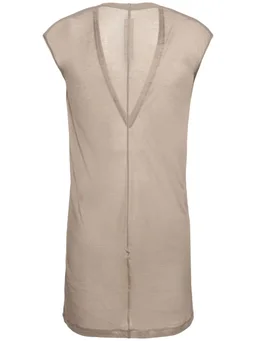 Rick Owens Sleeveless V-neck T-shirt in 100% Cotton, photo 4 of 5 from LUISAVIAROMA
